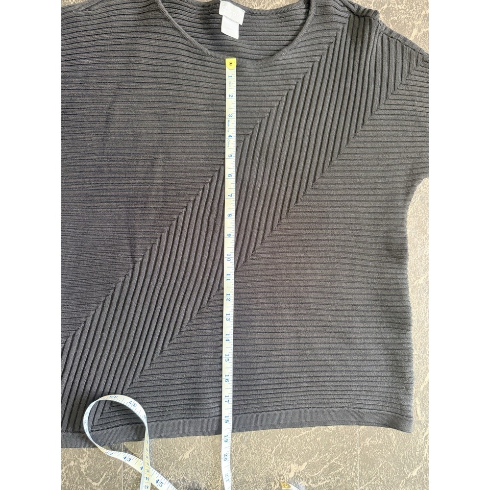 Chico Sweater Women's Black Ribbed Size Medium 3/4 Length Sleeve - Picture 7 of 8